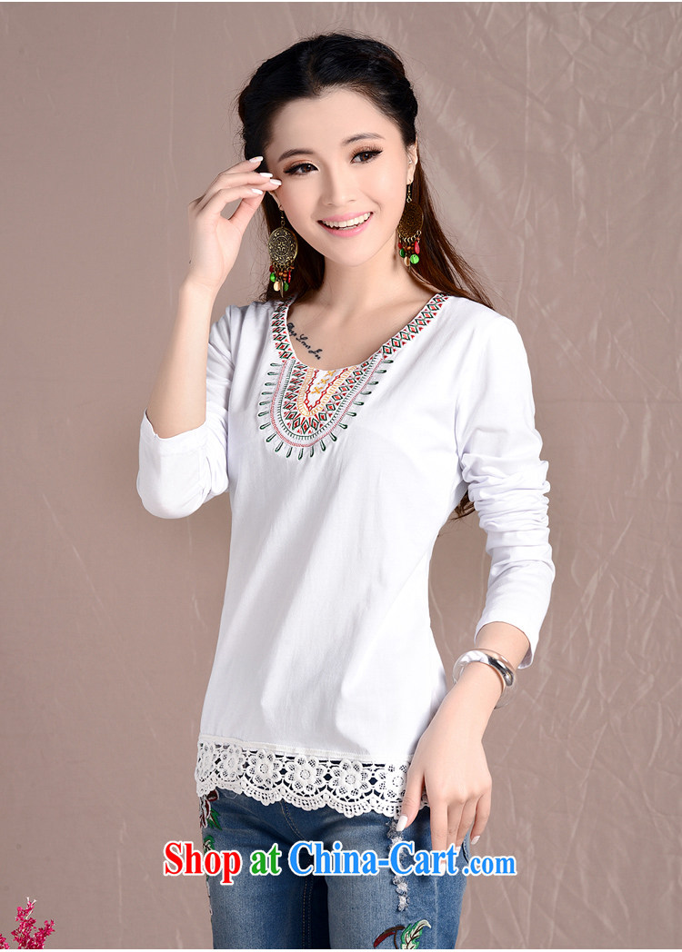 light at the national wind embroidery blossoms, stitching the code female round-collar cultivating long-sleeved girl T ZJYU 8929 white XXL pictures, price, brand platters! Elections are good character, the national distribution, so why buy now enjoy more preferential! Health