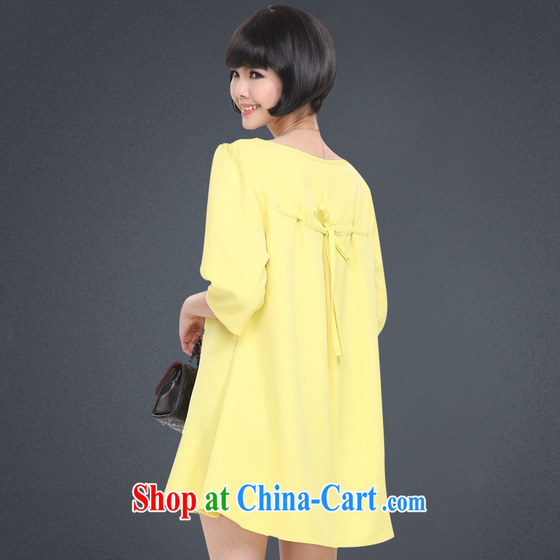Mephidross economy honey, spring 2015 with new, and indeed increase, female Korean lace stitching elegant cuff in dresses cotton 2824 yellow larger XL 125 Jack left and right, and sprawl economy honey Silk (MENTIMISI), online shopping