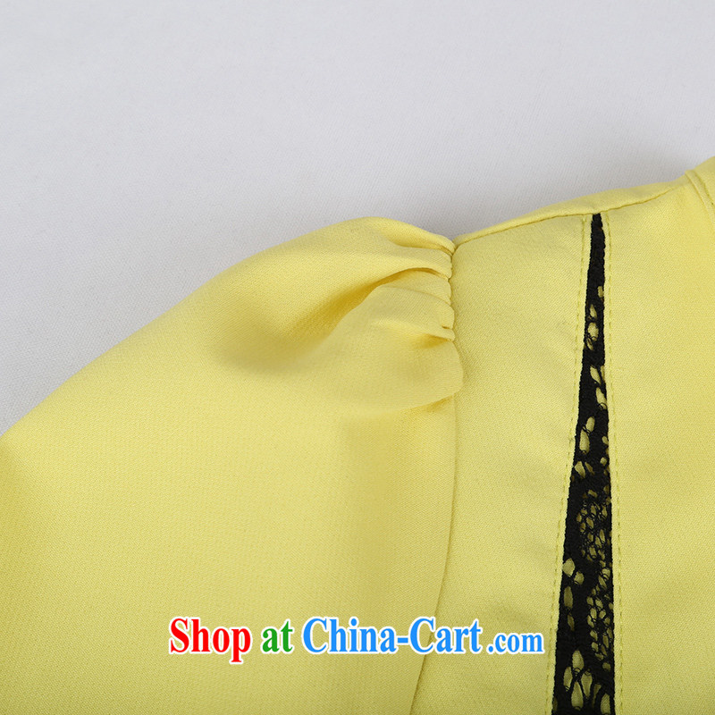 Mephidross economy honey, spring 2015 with new, and indeed increase, female Korean lace stitching elegant cuff in dresses cotton 2824 yellow larger XL 125 Jack left and right, and sprawl economy honey Silk (MENTIMISI), online shopping