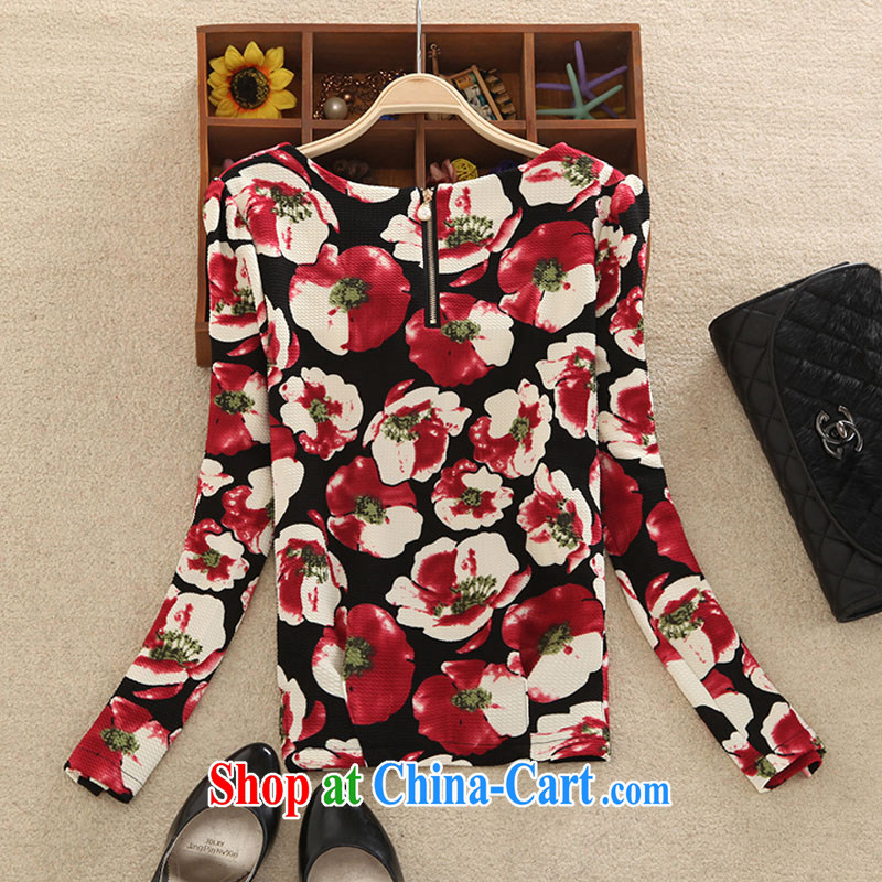 The line spend a lot code female Korean version of the new graphics thin thick mm wave point floral spring round-collar long-sleeved loose fitting shirt, solid through 28 I 82 - D wave point floral 2 XL, sea routes, and shopping on the Internet