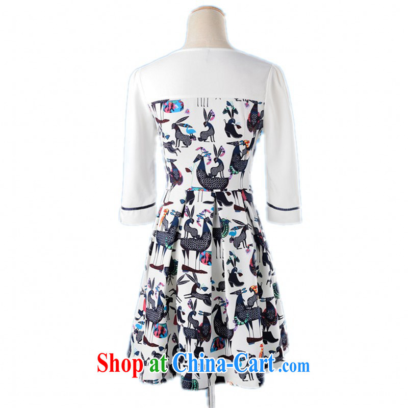 Package e-mail delivery to the payment 2015 new spring Roman style totem pole stamp the code dresses 7 cuff OL beauty lady short skirts skirt solid blue 4 XL approximately 165 - 180 jack, constitution, Jacob (QIANYAZI), online shopping