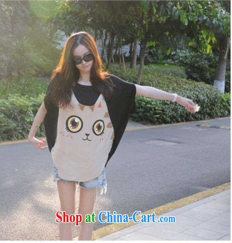 The sum 2015 summer large, female 200 Jack thick MM and indeed the innocent big cats face thick sister graphics thin short-sleeved T-shirt, black color code pictures, price, brand platters! Elections are good character, the national distribution, so why buy now enjoy more preferential! Health
