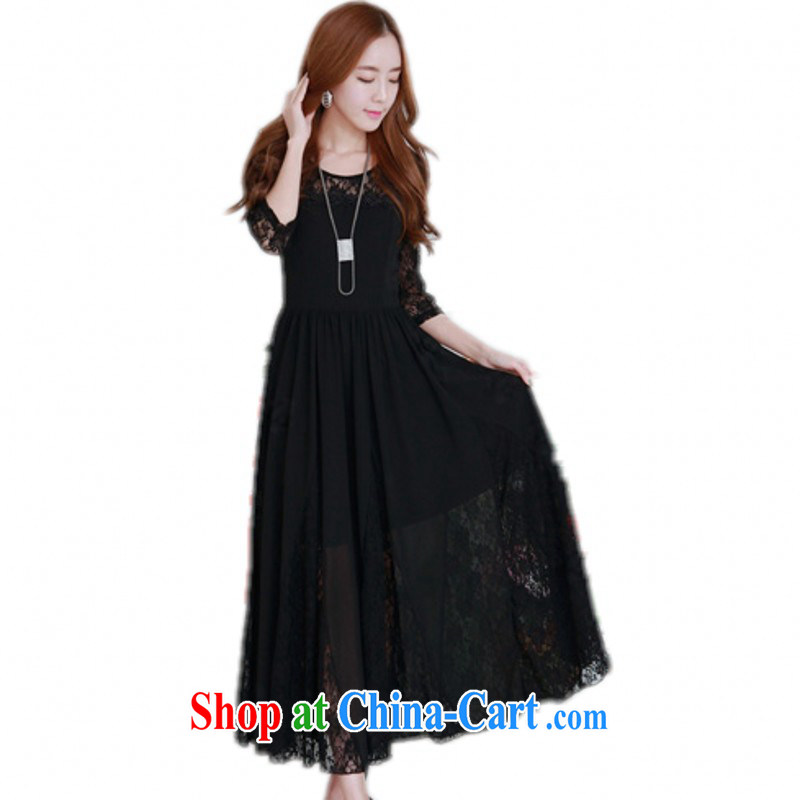 Package Mail Delivery 2015 spring new upscale large lace snow woven dresses XL cuff in graphics thin dress resort beach skirt mm thick black skirt L approximately 105 - 120 jack
