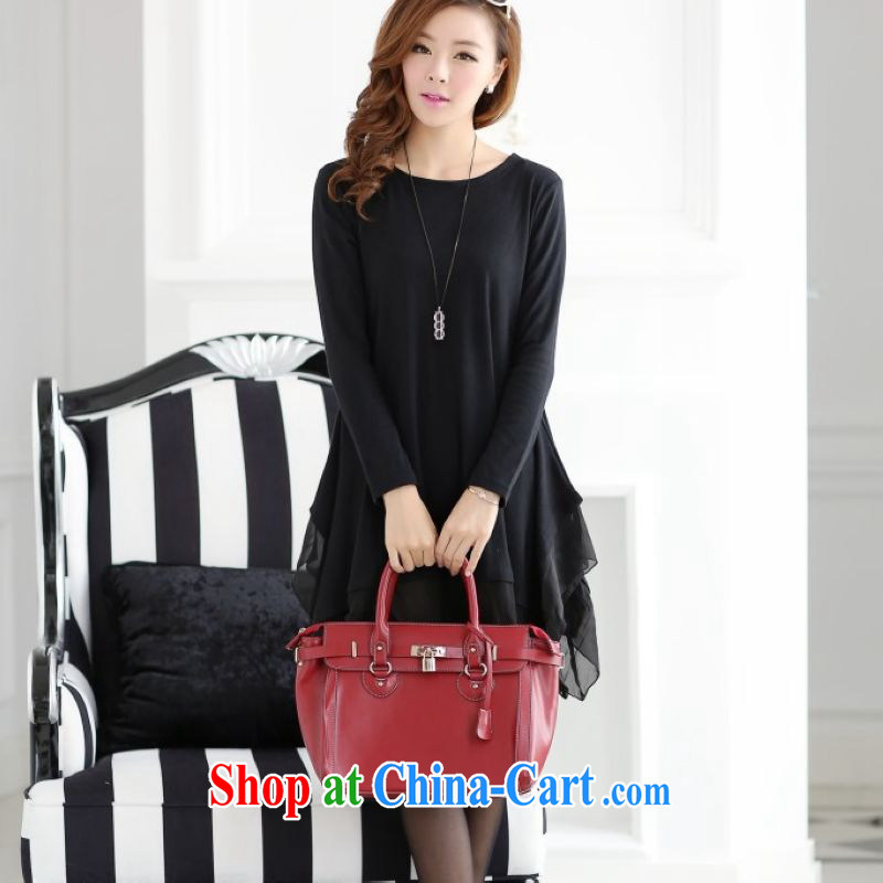 Pixel write set 2015 spring and summer, Korean fashion style 200 Jack thick MM loose Edition black snow woven edge large dresses black XL, write set, and shopping on the Internet