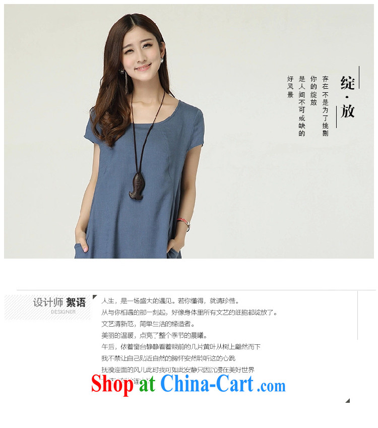 Princess 慕容 2015 summer new, larger female loose video thin cotton Ma long skirt skirt pregnant women fresh arts sum of antique linen cotton short-sleeved dresses blue XXL pictures, price, brand platters! Elections are good character, the national distribution, so why buy now enjoy more preferential! Health