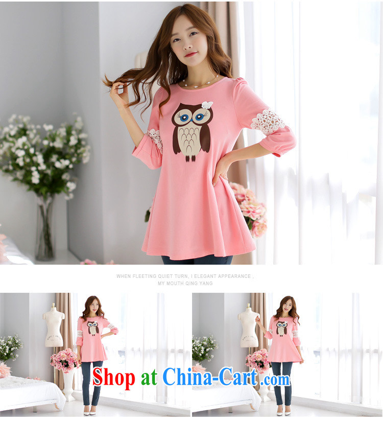 Yao her 2015 spring new cute cartoon stamp T shirts loose larger sweet Openwork pregnant women with T-shirt lace stitching thick MM solid shirt pink XL pictures, price, brand platters! Elections are good character, the national distribution, so why buy now enjoy more preferential! Health