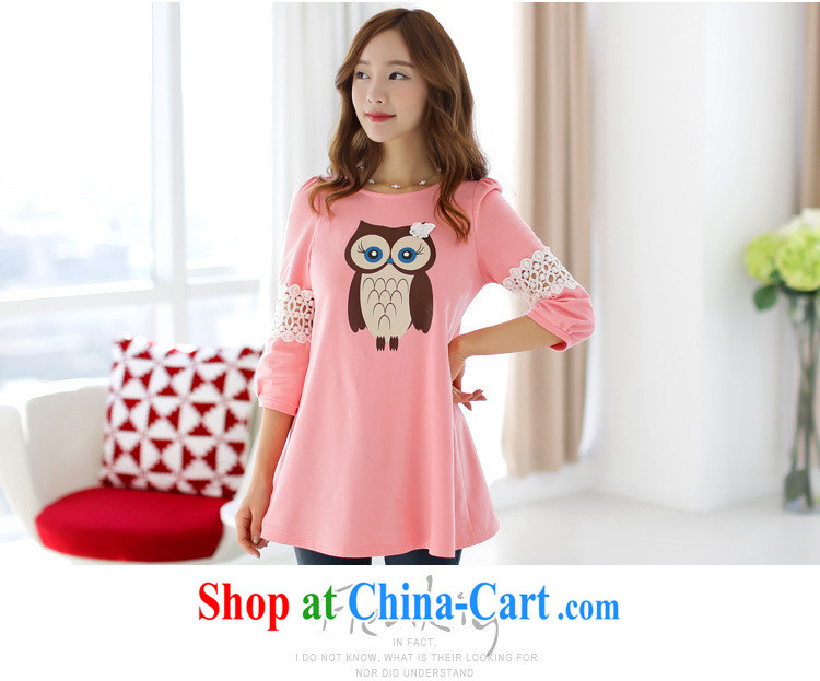 Yao her 2015 spring new cute cartoon stamp T shirts loose larger sweet Openwork pregnant women with T-shirt lace stitching thick MM solid shirt pink XL pictures, price, brand platters! Elections are good character, the national distribution, so why buy now enjoy more preferential! Health