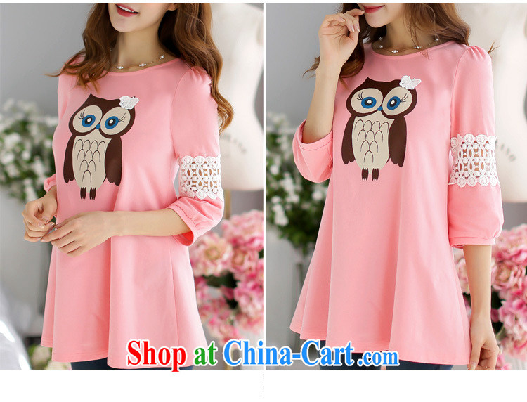 Yao her 2015 spring new cute cartoon stamp T shirts loose larger sweet Openwork pregnant women with T-shirt lace stitching thick MM solid shirt pink XL pictures, price, brand platters! Elections are good character, the national distribution, so why buy now enjoy more preferential! Health