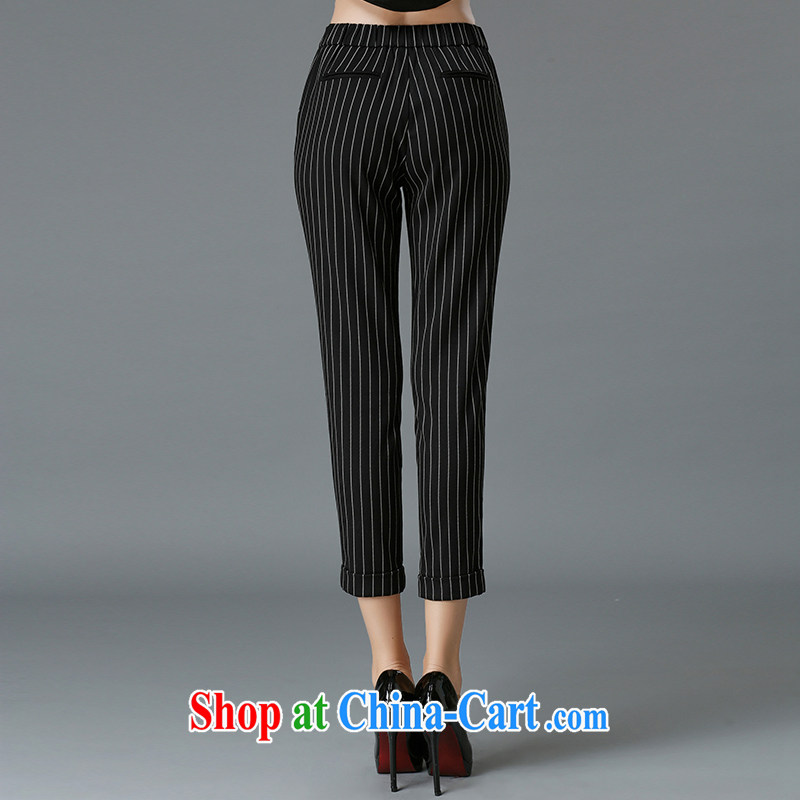 Ms Audrey EU focus 2015 spring new, larger female 9 pants thick mm video thin and thick, Trouser stripes 100 ground JW pants 3309 black XXXXXL crackdown, Ms Audrey EU Yuet-mee, jiaowei), online shopping