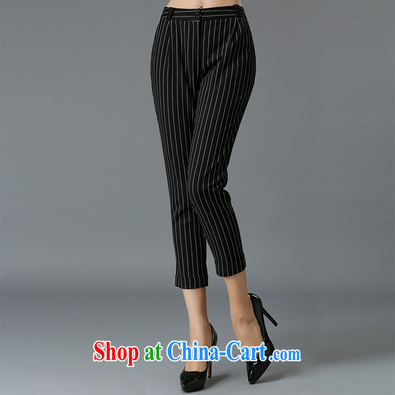 Ms Audrey EU focus 2015 spring new, larger female 9 pants thick mm video thin and thick, Trouser stripes 100 ground JW pants 3309 black XXXXXL crackdown, Ms Audrey EU Yuet-mee, jiaowei), online shopping