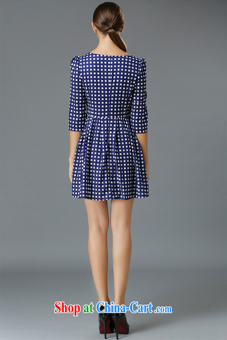 Ms Audrey EU focus larger female dress mm thick Stylish spring new cultivating grid stamp 7 cuff skirt JW 3315 blue M pictures, price, brand platters! Elections are good character, the national distribution, so why buy now enjoy more preferential! Health