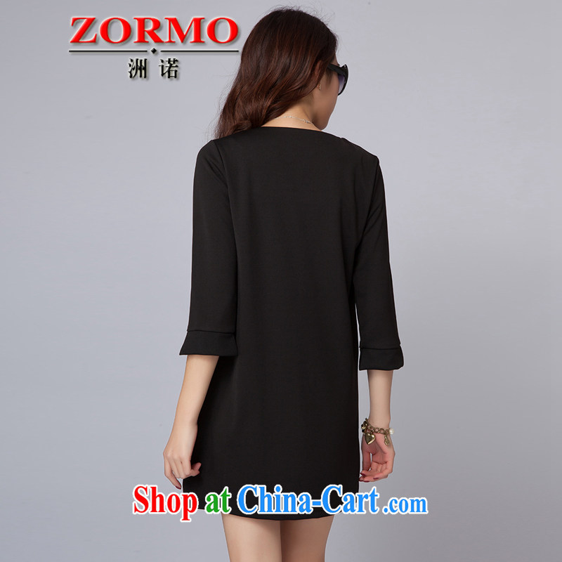 ZORMO spring 2015 new Korean women mm thick and fat XL dresses spring 7 V cuff for leisure short skirt black 4XL 160 - 185 jack, ZORMO, shopping on the Internet