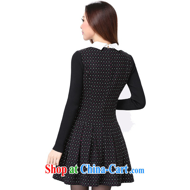 The package mail Korea and ventricular hypertrophy, stylish dresses retro Pearl lapel beauty floral skirt OL Lady style, black flower cultivation style press tile data option code, land is still the garment, shopping on the Internet
