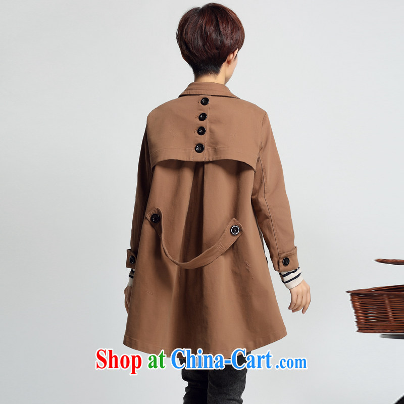 2015 new autumn Korean version 7 cuff-yi, thick MM the fat women's coats double-middle-aged female walnut XL, King coconut, shopping on the Internet