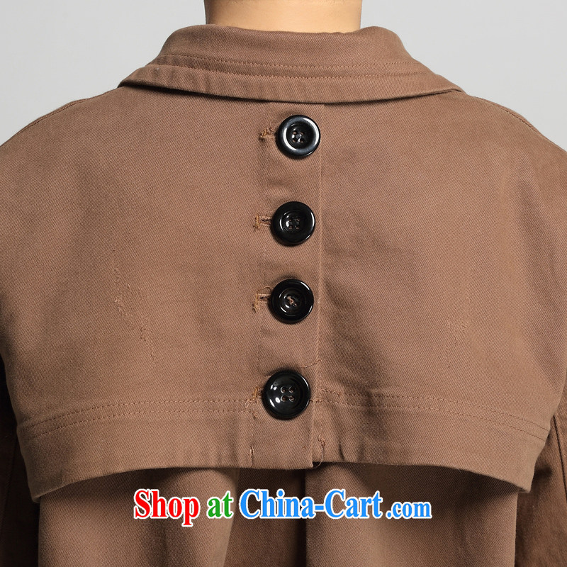 2015 new autumn Korean version 7 cuff-yi, thick MM the fat women's coats double-middle-aged female walnut XL, King coconut, shopping on the Internet