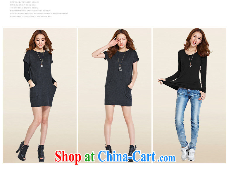 MissDonut spring 2015 the fat XL thick girls with thick mm Korean video thin two-piece long-sleeved dresses solid dark gray skirt the code 4 XL pictures, price, brand platters! Elections are good character, the national distribution, so why buy now enjoy more preferential! Health