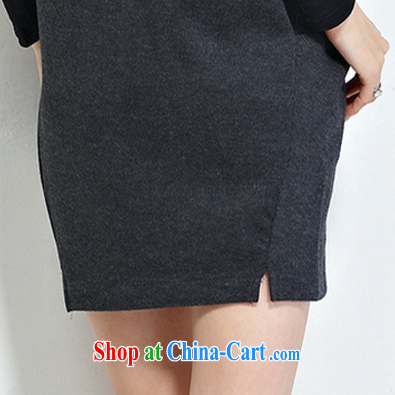 MissDonut spring 2015 the fat XL thick girls with thick mm Korean video thin two-piece long-sleeved dresses solid dark gray skirt the code 4 XL, MissDonut, shopping on the Internet