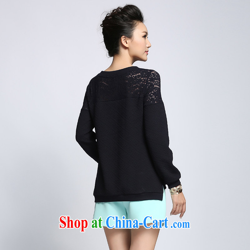 The Mak is the women's clothing 2015 spring new thick mm stylish lace stitching long-sleeved sweater 951083074 black 4XL, former Yugoslavia, Mak, and shopping on the Internet