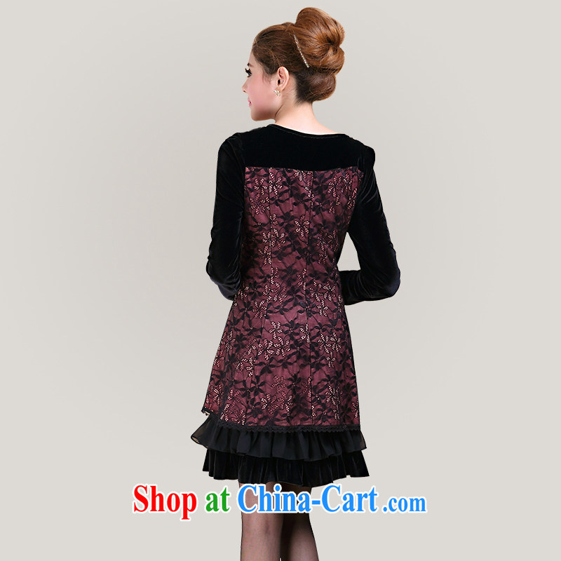 Staff of the fertilizer XL women mm thick load fall 2014 New Style long-sleeved lace beauty graphics thin dress 3059 black large code XL recommendations 125 - 140, clear (Smeilovly), online shopping