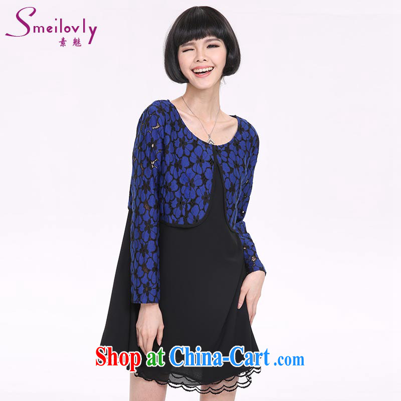 Director of 2015 spring new and indeed increase, female Korean version lace hook spent long-sleeved leave two elegant dress 2833 picture color the code 5 XL