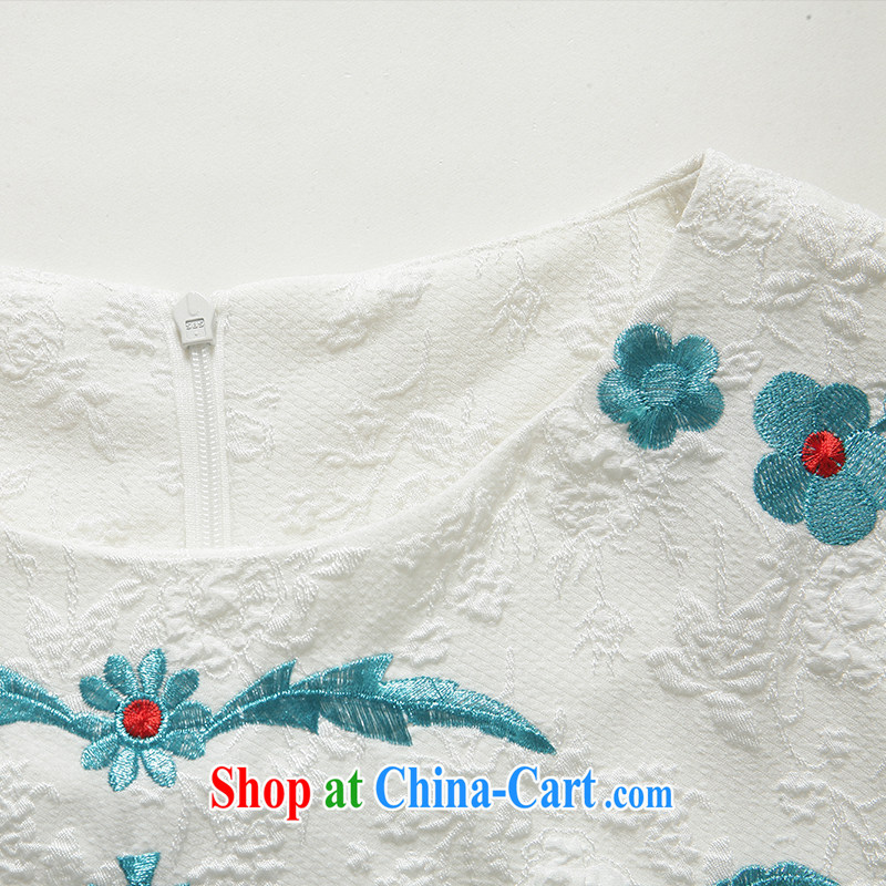 Connie's dream high-end original Europe and indeed the XL women 200 Jack 2015 spring, elegant embroidery mm thick beauty graphics thin dresses G 8008 white XXXL, Anne's dream, and shopping on the Internet