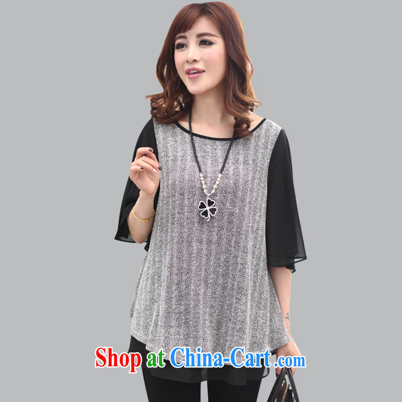To better hit-color stitching thick NPC code female snow woven shirts female horn cuff spring new Korean version mm thick T-shirt gray XXXL, better, online shopping