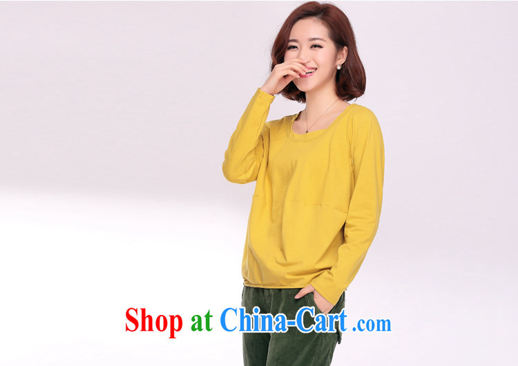 For Estee Lauder, 2015 spring new women T long-sleeved shirt, loose T-shirt Han version larger female 100 solid ground shirt Mustard Yellow XXXL pictures, price, brand platters! Elections are good character, the national distribution, so why buy now enjoy more preferential! Health