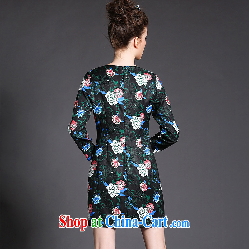 The Ni-2015, high-end European and American original Ethnic Wind and indeed XL female elegant stamp long-sleeved video thin beauty package and dresses G 1557 green XXXXXL, Anne's dream, and shopping on the Internet
