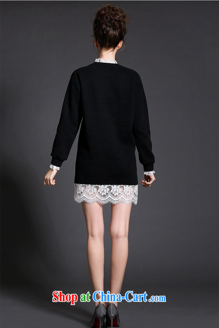 Connie, let the fat increase, female 200 Jack mm thick high-end Europe spring 2015, temperament, for lace lace long-sleeved dresses G 385 black XXXXXL pictures, price, brand platters! Elections are good character, the national distribution, so why buy now enjoy more preferential! Health