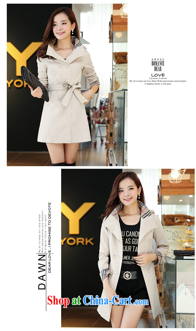 Plenty of spring 2015 new Korean version the commute, long, double-up collar wind jacket large, thick MM cultivating graphics thin windbreaker woman with belt beige XXXXL pictures, price, brand platters! Elections are good character, the national distribution, so why buy now enjoy more preferential! Health