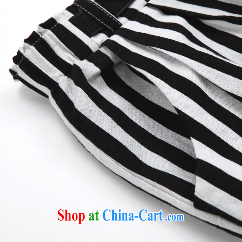 Water with larger female Trouser press 2015 spring new Korean leisure high waist black-and-white stripes 9 pants S CW 15 4545 black-and-white (4XL, represented by water (SHUIMIAO), online shopping