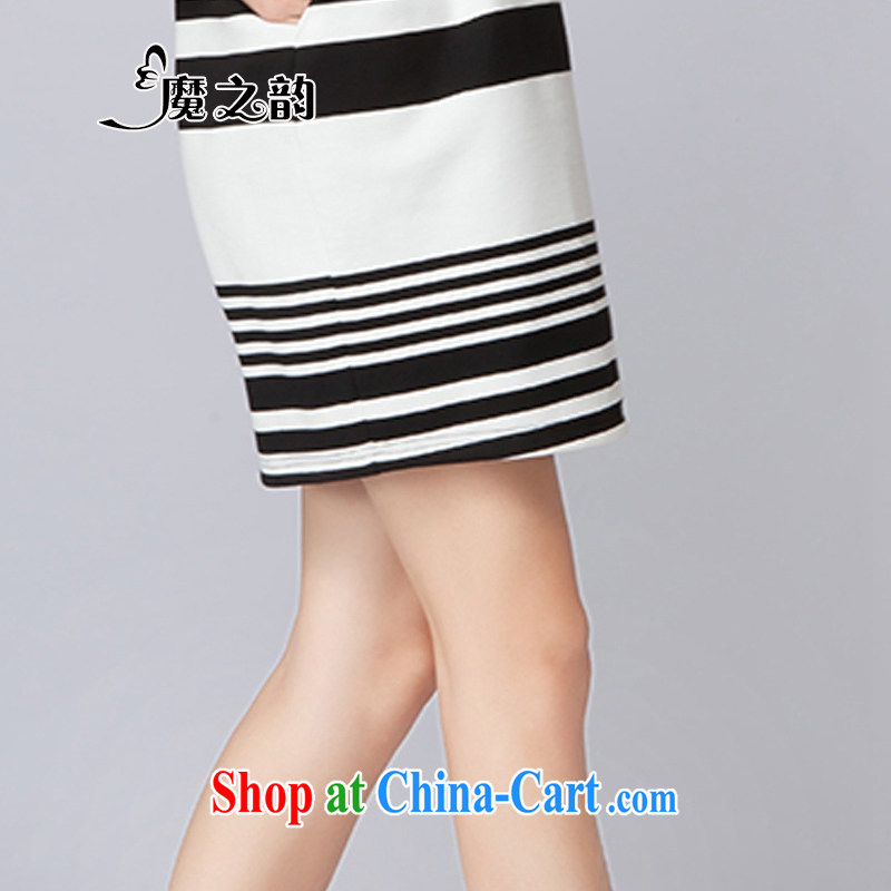 Magic of the 2015 spring Women's clothes, as well as in Europe and North America beauty cuff video thin stylish stripes increase the ventricular hypertrophy, female-yi skirt D 8 2001 black-and-white-ribbed XXXXL, one of magic, and, on-line shopping