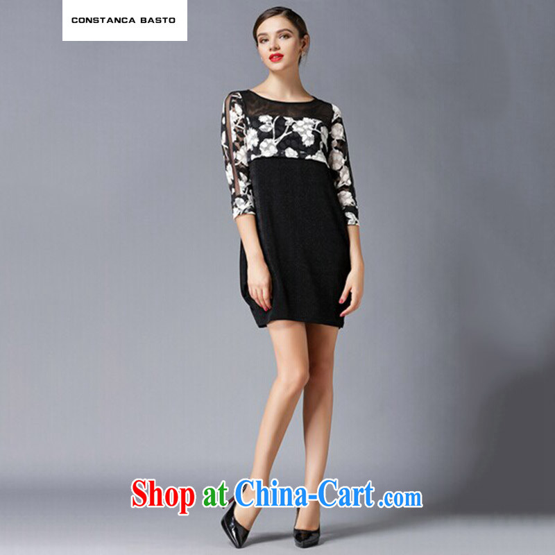 C B . The United States and Europe, female fat MM graphics thin 2015 spring new stylish and elegant graphics thin stamp beauty dress 4321 black XXXXL, CONSTANCA BASTO, shopping on the Internet