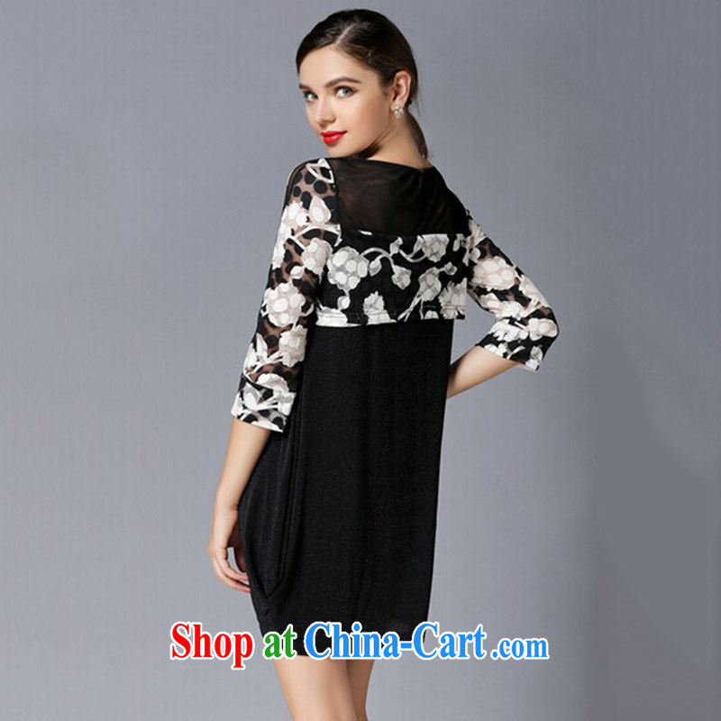 C B . The United States and Europe, female fat MM graphics thin 2015 spring new stylish and elegant graphics thin stamp beauty dress 4321 black XXXXL, CONSTANCA BASTO, shopping on the Internet