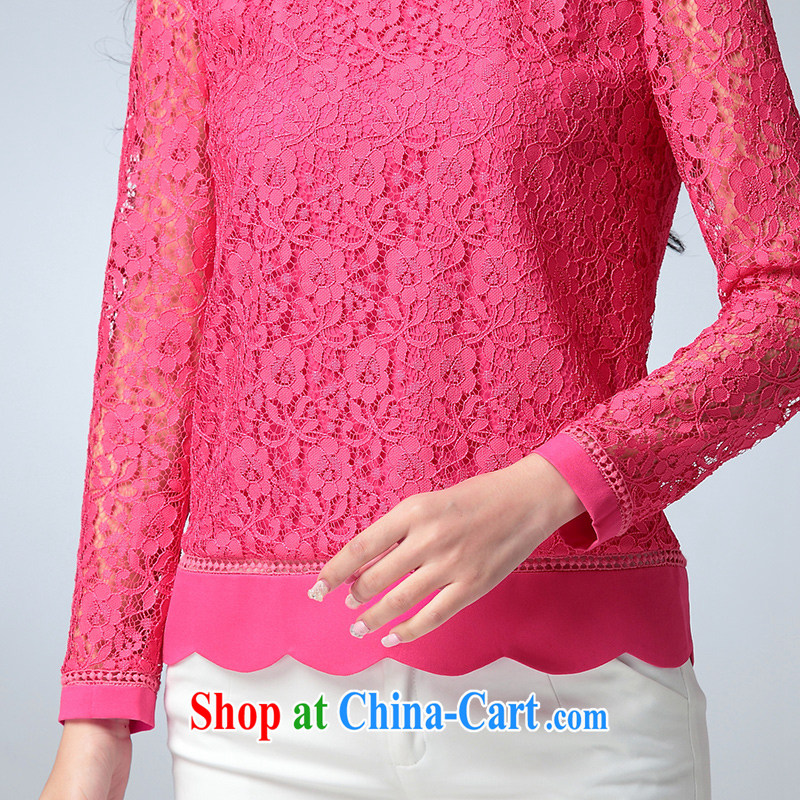 cheer for spring 2015 new, larger female Korean sweet lace shirt beauty graphics thin XL long-sleeved T pension department of the 2570 red 2 XL, cross-sectoral provision (qisuo), online shopping