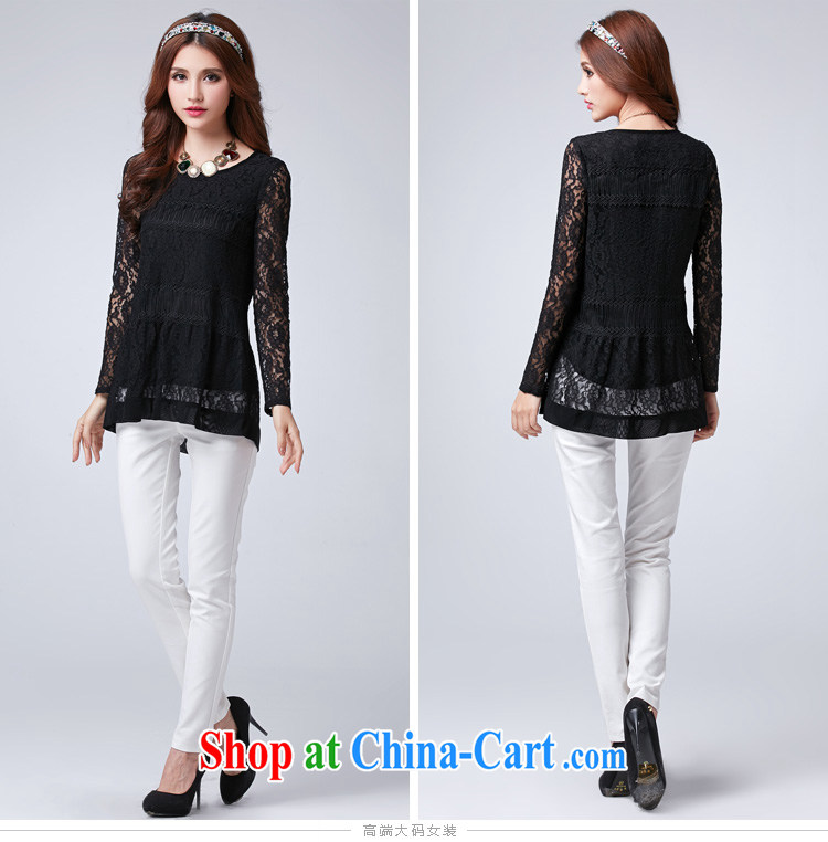 Most of the spring, female Korean lady XL video thin long-sleeved lace shirt beauty round-collar T pension number 2585 black 5 XL pictures, price, brand platters! Elections are good character, the national distribution, so why buy now enjoy more preferential! Health