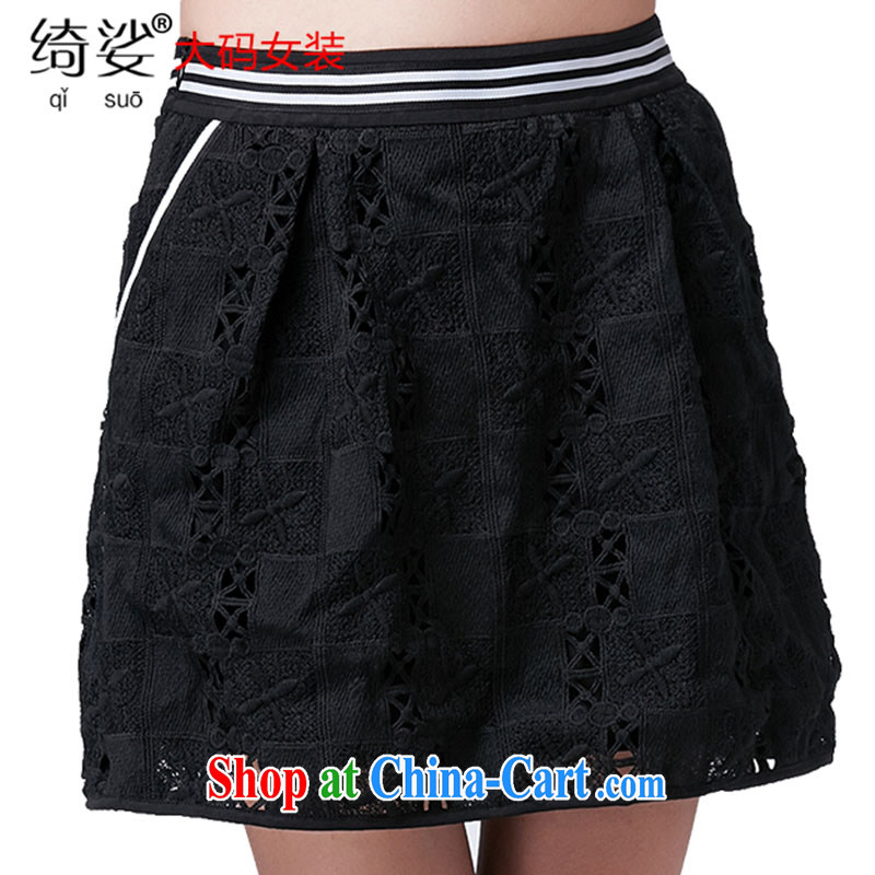 Cross-sectoral spring under new products, female Korean and indeed intensify embroidered short skirts thick MM graphics thin beauty body skirt Item No. 2608 black 4XL