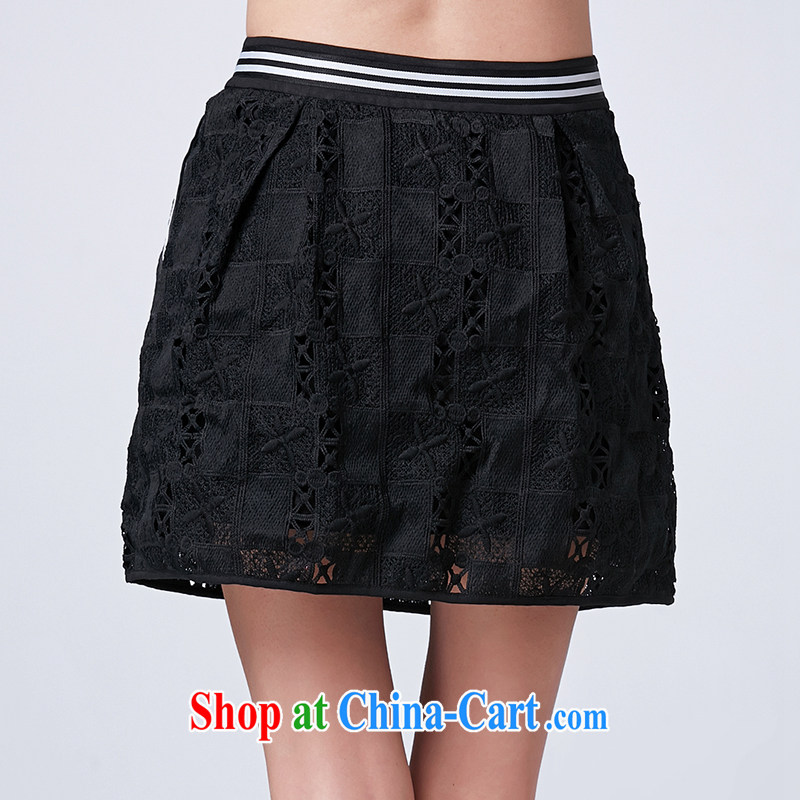 Cross-sectoral spring under new products, female Korean version the fertilizer and embroidered short skirts thick MM graphics thin beauty body skirt Item No. 2608 black 4XL, cheer for (qisuo), shopping on the Internet