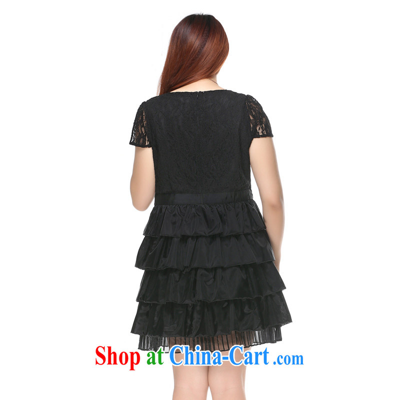 Picking a major, female 2015 spring and summer new thick MM stylish lace cake style dress short-sleeved dresses Q 519 black 3 XL, the multi-po, Miss CHOY So-yuk (CAIDOBLE), online shopping