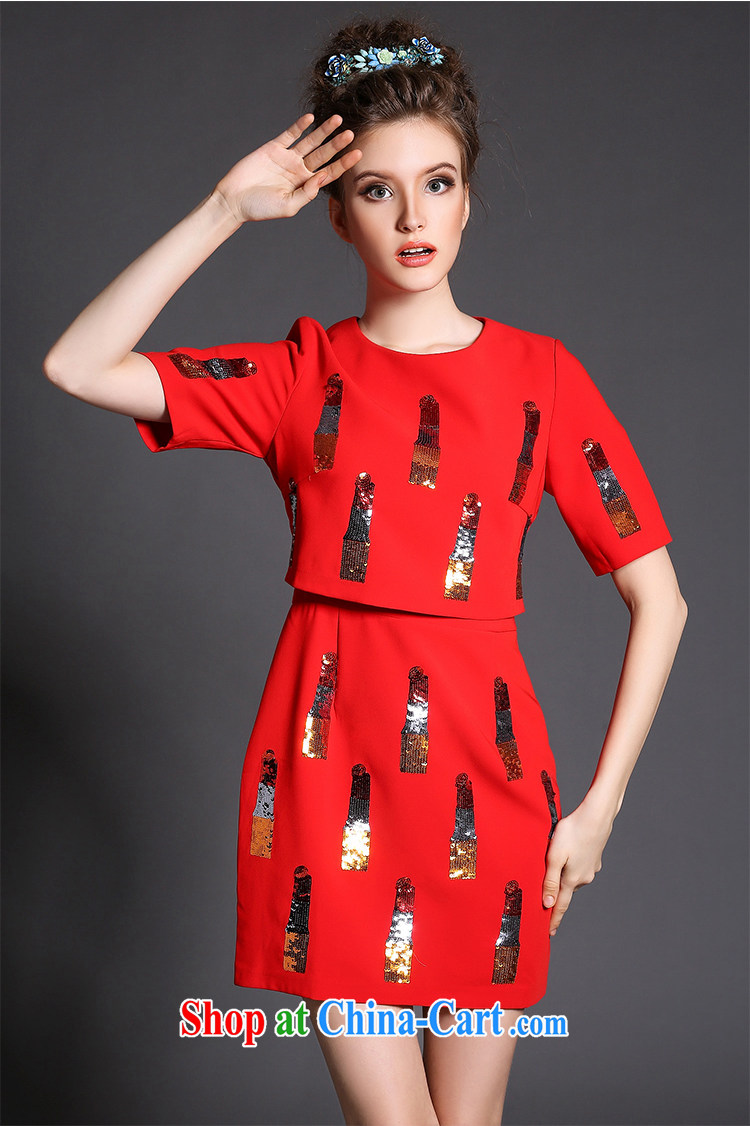 Emma spring 2015 new, the United States and Europe, female increase the obesity mm beauty graphics thin short-sleeved dresses red XXL (67 - 72 ) KG pictures, price, brand platters! Elections are good character, the national distribution, so why buy now enjoy more preferential! Health