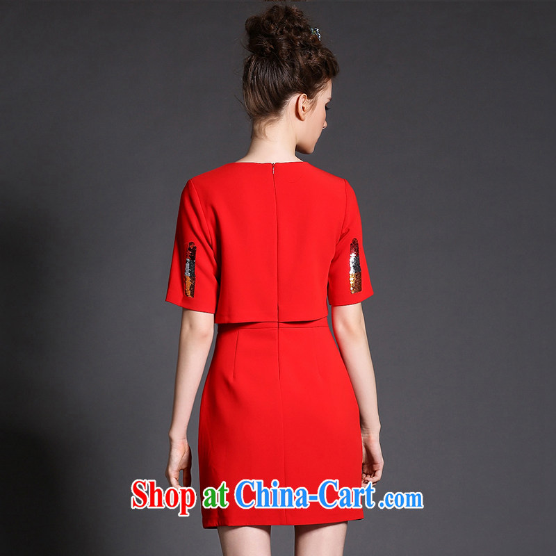Emma spring 2015 new, the United States and Europe, female increase the obesity mm beauty graphics thin short-sleeved dresses red XXL (67 - 72 KG), Jacob, and, on-line shopping
