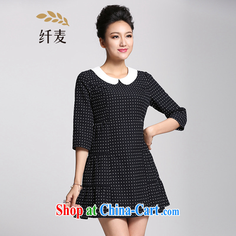 The Mak is the female 2015 spring new thick mm stylish lady flouncing dress 951101799 blue 6 XL