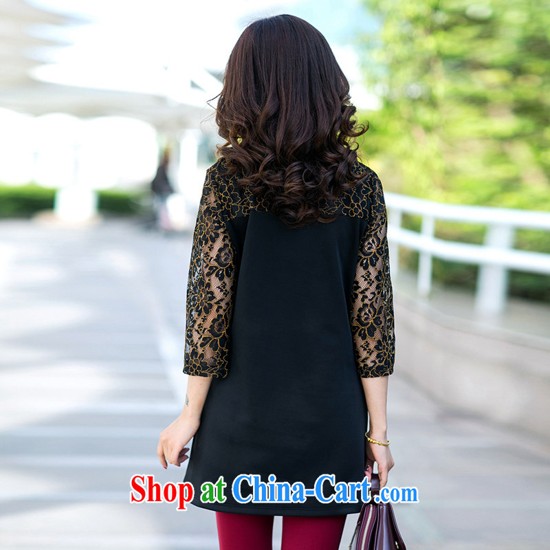 Morning would be 2015 spring new Korean version is indeed the XL women mm thick loose sweet lace dress beauty graphics thin lace black 4XL (recommendations 150 - 165 catties, morning, and shopping on the Internet