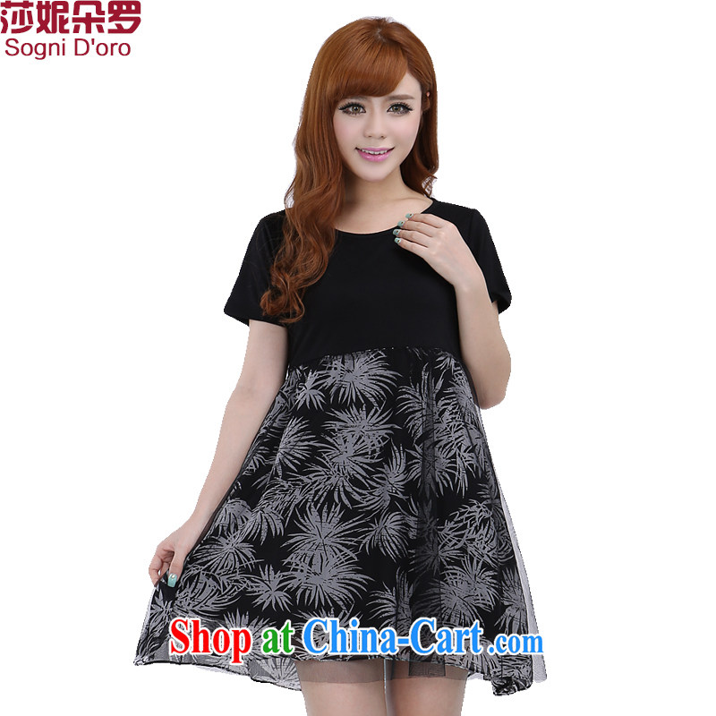 Laurie flower, fat, female video thin, dresses larger thick sister Summer Snow woven dress 6277 black 4XL