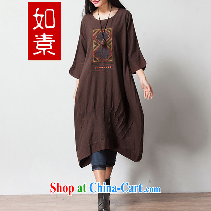 As of 2015 new units the National wind embroidery loose 7 cuff the Code women dresses 3058 coffee 55 are code