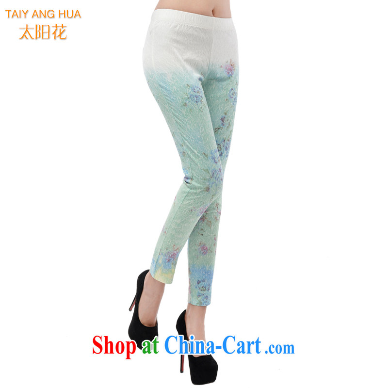 Sun Flower King, women mm thick winter clothes solid pants and indeed increase code 2015 new high-pop-up 3 D floral patterned trousers 6215 blue 5 XL (waist 101-120, TAI YANG HUA, shopping on the Internet