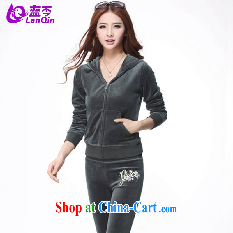 The Superintendent fall and winter new campaign kit female Korean version, clothing and stylish embroidery velvet female coupling toner XL, the Superintendent (lanqin), online shopping
