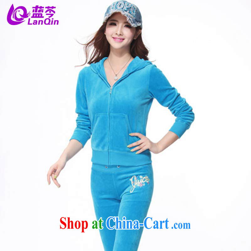 The Superintendent fall and winter new campaign kit female Korean version, clothing and stylish embroidery velvet female coupling toner XL, the Superintendent (lanqin), online shopping