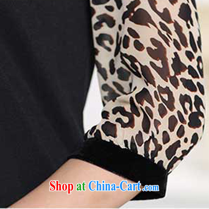 Morning would be 2015 spring new Korean version is indeed the XL women mm thick beauty graphics thin 7 cuff Pearl nails hit-color stitching snow woven a leopard 4 XL (recommendations 150 - 160 jack), morning, and shopping on the Internet