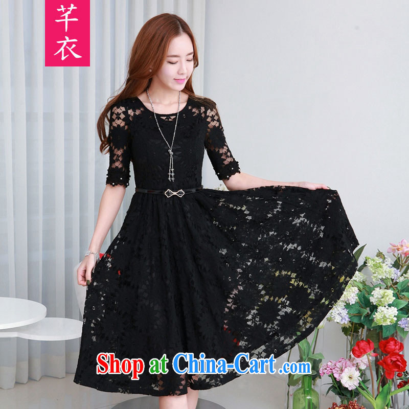 Constitution, 2015 new spring 3-Piece fat sister Korean female fashion only lace beauty in style long dress lady OL cuff in black skirt large XL 4 160 - 175 jack